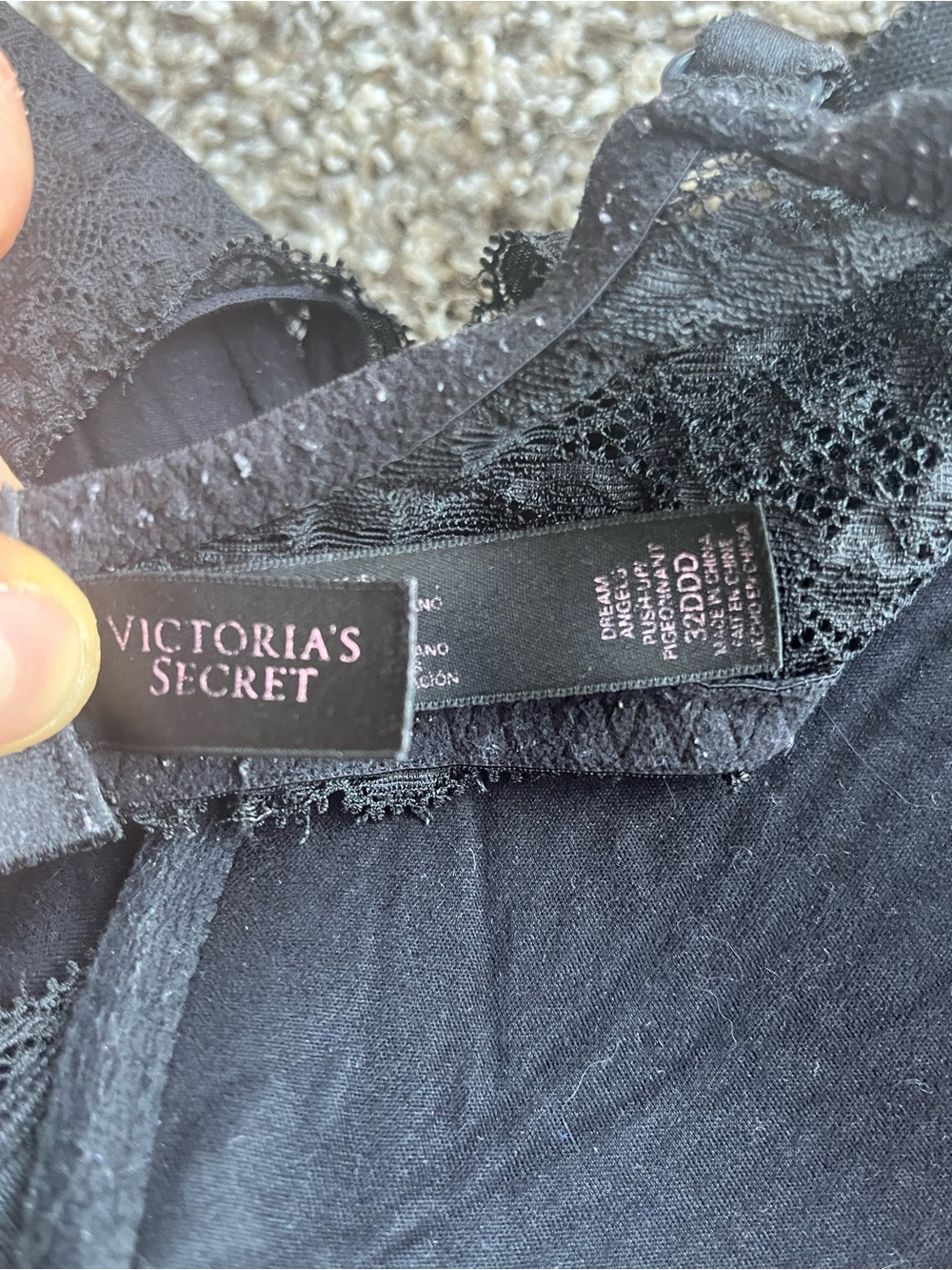 Victoria's Secret Black Lace Push-Up Bra 32DDD Seductive Flirty Lingerie Support - Picture 5 of 5